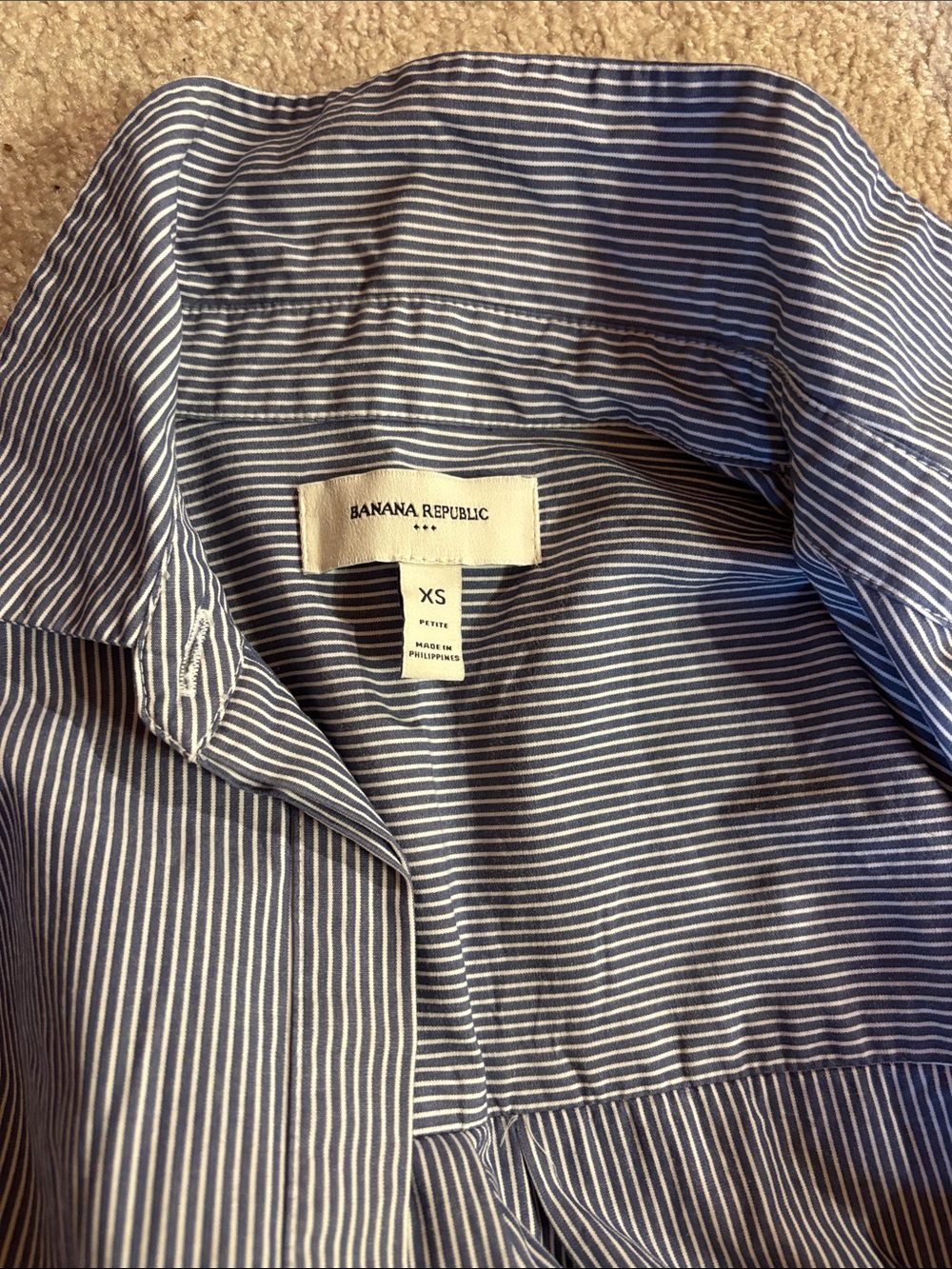 Banana Republic Striped Blue and White Button-Down Shirt